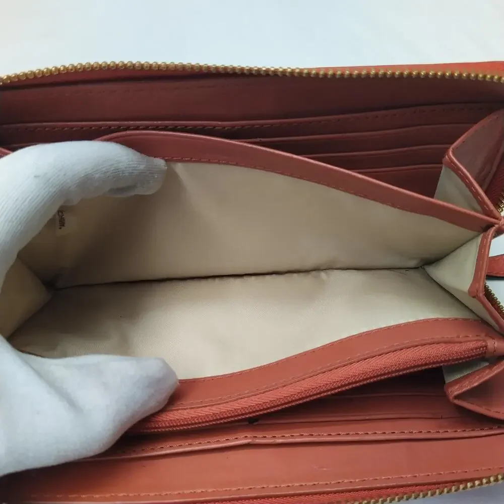 Coach Ashley Red Leather Zip Around Credit Card Wallet